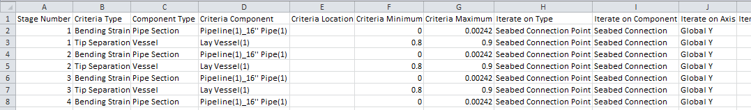 Example 3 Criteria exported and shown in Excel