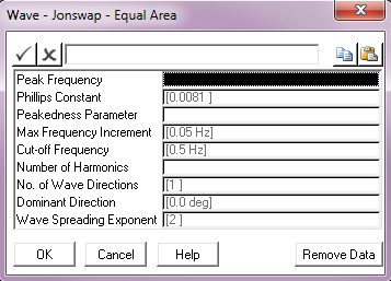 Jonswap Wave Data; Normal Format, Geometric Progression Discretisation