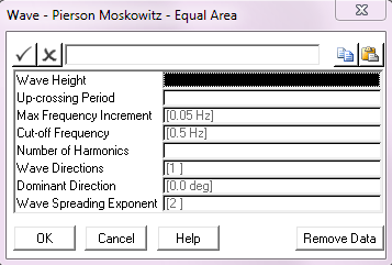 Pierson-Moskowitz Wave Data; Hs/Tz Format, Equal Area Discretisation