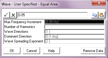 User Specified Wave Data; Equal Area Discretisation
