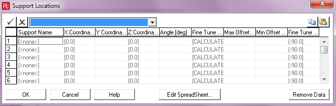 Vessel - Support Locations Dialog