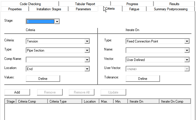 Criteria Tab